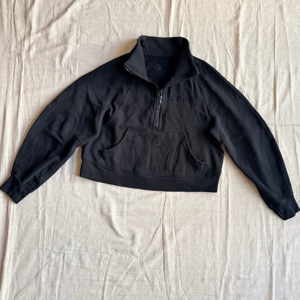 Lululemon Sweatshirt Womens M/L Scuba Quarter Zip Pull Over Cropped Thumb Holes - Picture 9 of 11